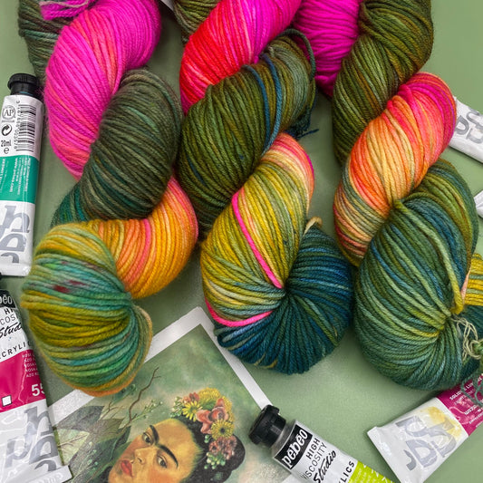 Frida Kahlo's Self Portrait - Superwash Sock 4 Ply or Superwash Merino DK