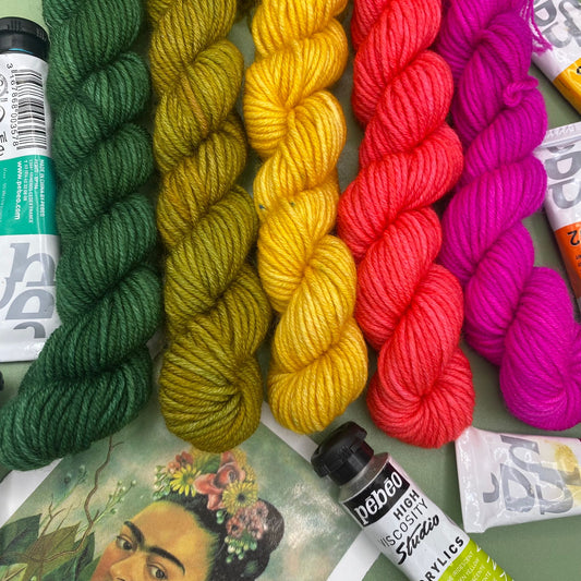 Frida Kahlo Self Portrait Mini Skeins - 5 x 20g Mini Skeins - Merino DK or Sock 4 Ply