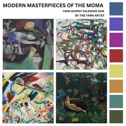 Modern Masterpieces of the MoMA Inspired Art Yarn Advent Calendar 2026 - 24 Days plus extras - Superwash Sock 4 Ply & Merino DK