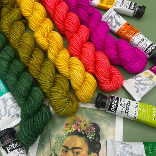Frida Kahlo Self Portrait Mini Skeins - 5 x 20g Mini Skeins - Merino DK or Sock 4 Ply
